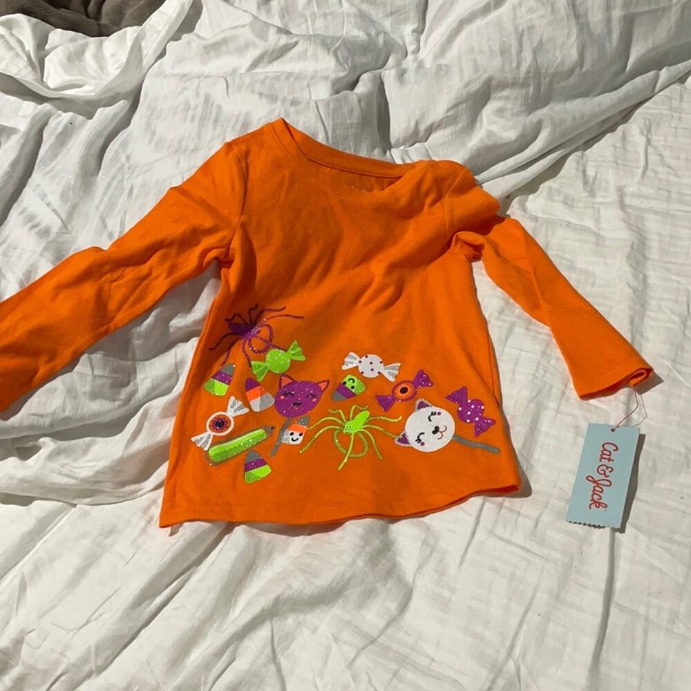 Cat & jack 3t orange Halloween candy shirt NWT